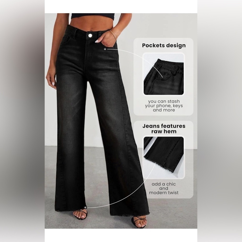 🆕Classic Black Wide-Leg Jeans - Picture 2 of 3